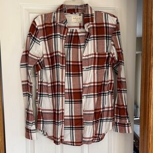 Weatherproof Rust and White Plaid Shirt
